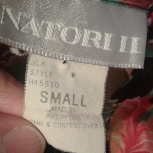 Natori II Small S Tunic Shirt Oversized Vintage Floral Leaves Yellow Orange Red - Picture 10 of 12